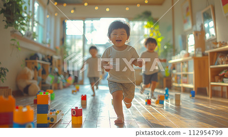 Kids playing in a nursery 112954799