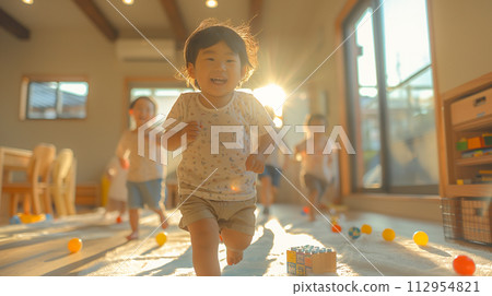 Kids playing in a nursery 112954821