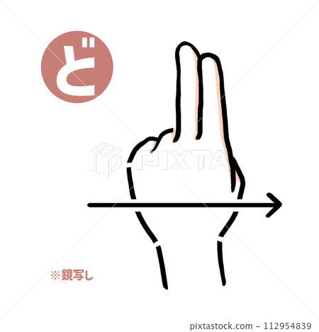 Mirror copy of the sign language finger character “do” Mirror copy of the sign language finger character “do” 112954839