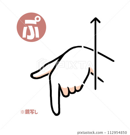 Mirror copy of the sign language finger character “pu” Mirror copy of the sign language finger character “pu” 112954850