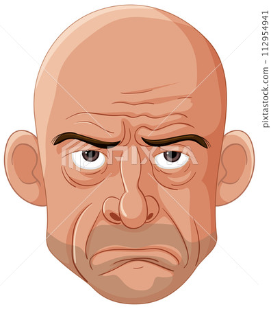 Grumpy Man Cartoon Character Illustration 112954941