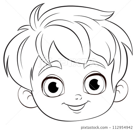 Cheerful Cartoon Boy Face Illustration Cheerful Cartoon Boy Face Illustration 112954942
