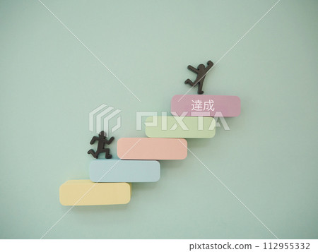 Image of achieving by climbing steps Image of achieving by climbing steps 112955332