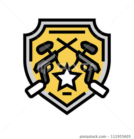 badge paintball game team color icon vector illustration badge paintball game team color icon vector illustration 112955605