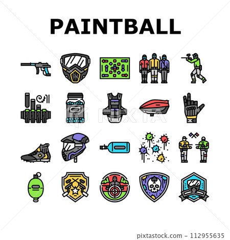 paintball game player team icons set vector paintball game player team icons set vector 112955635