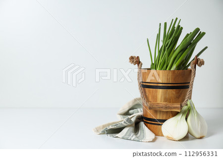 Green onion, concept of fresh vegetable, fresh raw food 112956331