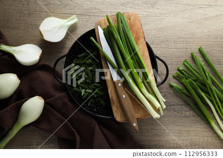 Green onion, concept of fresh vegetable, fresh raw food 112956333