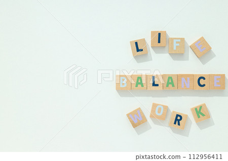 Work life balance concept, words with colored letters. 112956411