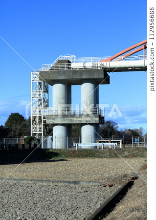 Japan's longest Arakawa aqueduct bridge spanning between Arakawa City and Kumagaya City 112956688