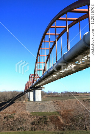 Japan's longest Arakawa aqueduct bridge spanning between Arakawa City and Kumagaya City 112956708