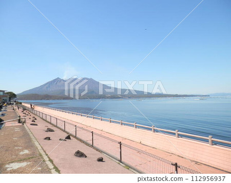 Sakurajima seen from roadside station Taru Sakurajima seen from roadside station Taru 112956937