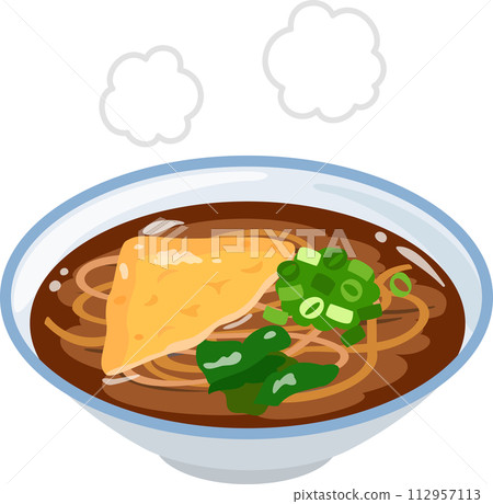 Kitsune soba with dark soup 112957113