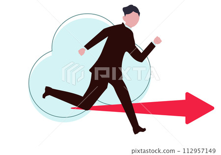 Businessman running towards the goal. vector illustration 112957149