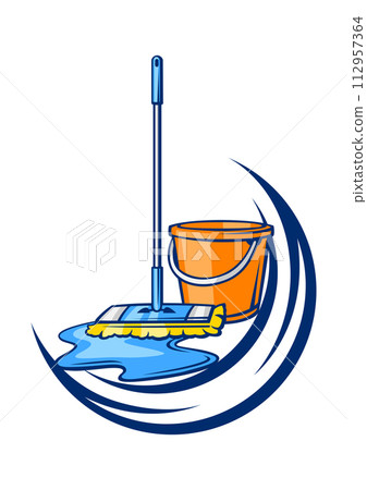 Background with cleaning items. Housekeeping illustration for service and advertising. 112957364