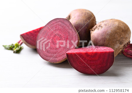 Fresh beetroot on white background, Food ingredient 112958174
