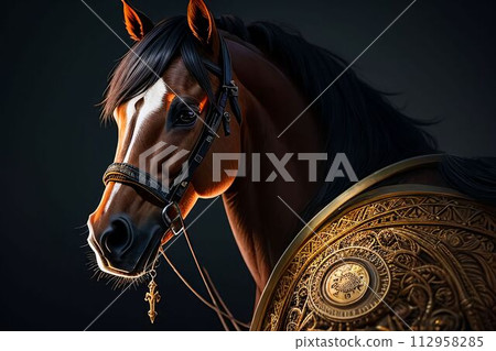 Cute horse made out of metal generated by AI. Cute horse made out of metal generated by AI. 112958285