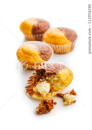 Close Up of a Muffins isolated on white background. 112958290