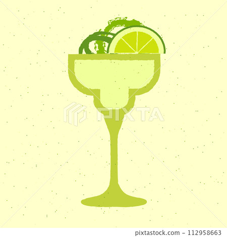 Green cocktail with lime and zest. Mojito in margarita glass. Daiquiri 112958663