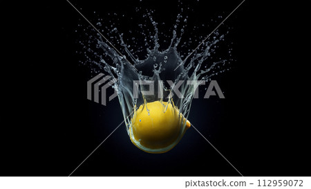 lemon and water splash 112959072