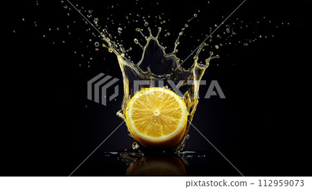 lemon and water splash lemon and water splash 112959073