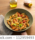 Above view of colorful Pasta Dish in Pan 112959493