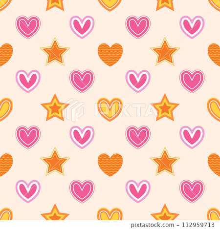 Pink heart and star seamless pattern background for wrapping and wallpaper 112959713