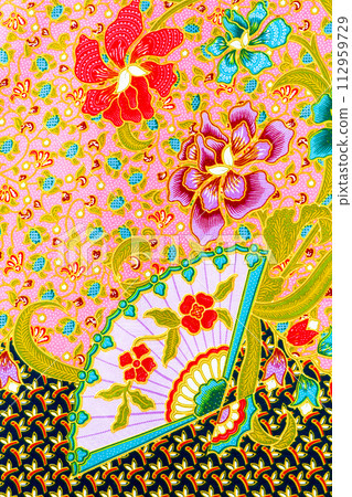 Detailed colorful pattern of batik. 112959729