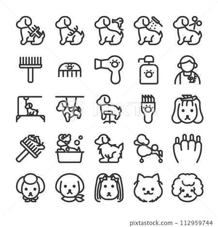寵物沙龍動物醫院寵物修剪圖示集 112959744