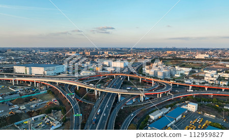 Highway junction aerial drone shot Highway junction aerial drone shot 112959827