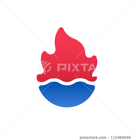 Hot Fire flame and cold liquid water abstract icon 112960046