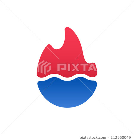 Hot Fire flame and cold liquid water abstract icon Hot Fire flame and cold liquid water abstract icon 112960049