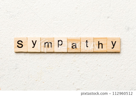 sympathy word written on wood block. sympathy text on table, concept sympathy word written on wood block. sympathy text on table, concept 112960512