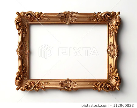 Vintage golden picture empty frame isolated on white background Vintage golden picture empty frame isolated on white background 112960828