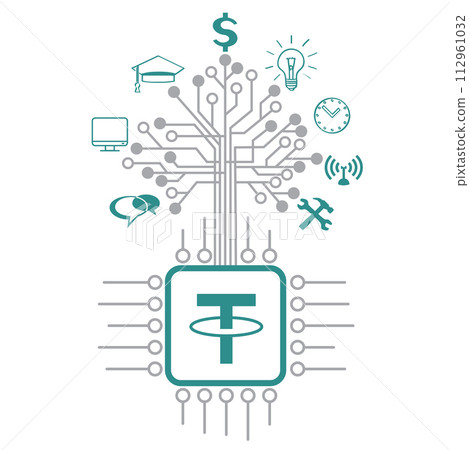 grow Tether crypto tree on CPU computer chip 112961032