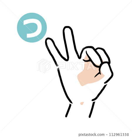 Sign language finger character "tsu" Sign language finger character "tsu" 112961338