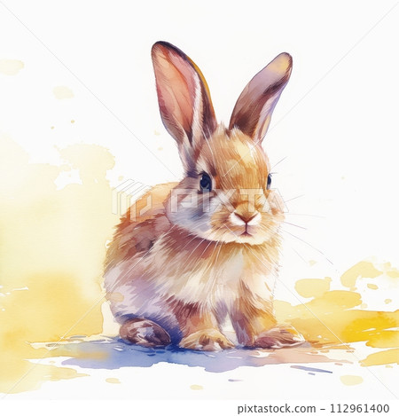 AI-generated content. Beautiful watercolor painting of a rabbit. Easter Bunny 112961400