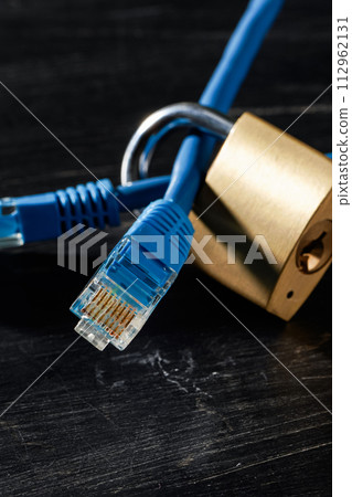 network cable and padlock 112962131