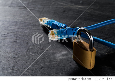 network cable and padlock 112962137