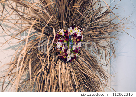 Heart-Shaped Floral Arrangement with Wheat Straws 112962319