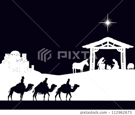 Christmas Nativity Scene Bethlehem Manger Wise Men Christmas Nativity Scene Bethlehem Manger Wise Men 112962673