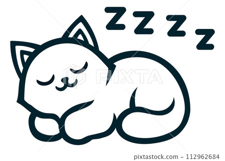 Cute Sleeping Cat Or Kitten Cartoon Character Cute Sleeping Cat Or Kitten Cartoon Character 112962684