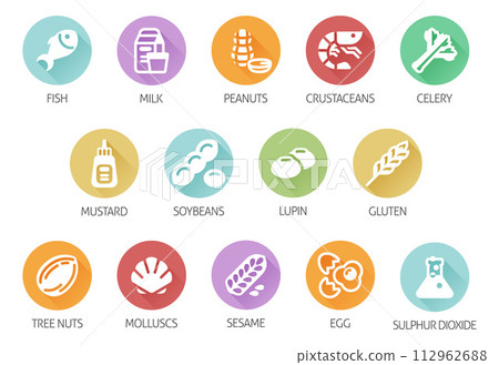 Allergen Food Major Allergy Icons 112962688