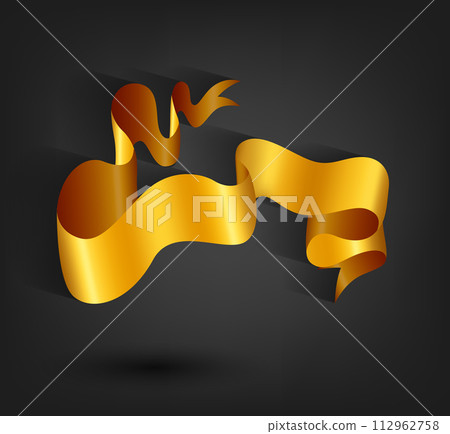 Golden Banner Ribbon On Dark Background, Vector Illustration Golden Banner Ribbon On Dark Background, Vector Illustration 112962758