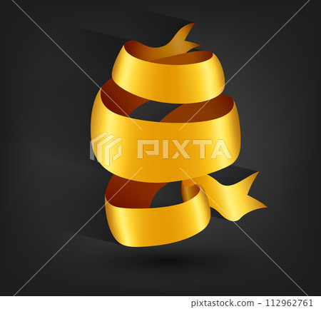 Golden Banner Ribbon On Dark Background, Vector Illustration Golden Banner Ribbon On Dark Background, Vector Illustration 112962761