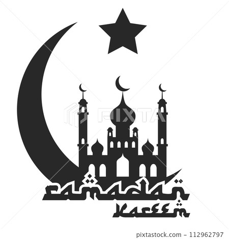 Crescent Moon And Mosque, Islamic Silhouette Celebrations, Vector Illustration 112962797