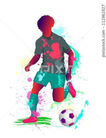 A football player with a ball A football player with a ball 112962827