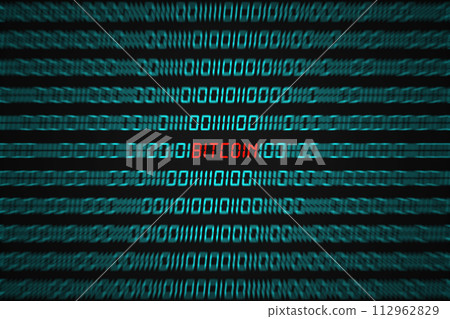 Bitcoin popping out from a binary code sequence 112962829
