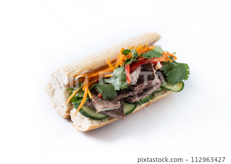 Vietnamese banh mi sandwich isolated on white background 112963427