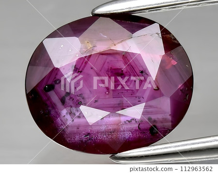 natural red ruby corrundum gemstone on the background 112963562