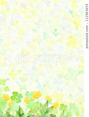 水彩蒲公英和三葉草框架 水彩蒲公英和三葉草框架 112963654